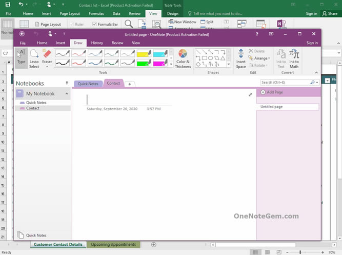 Ώ Excel lxеĶеOneNoteɶԱPӛ
