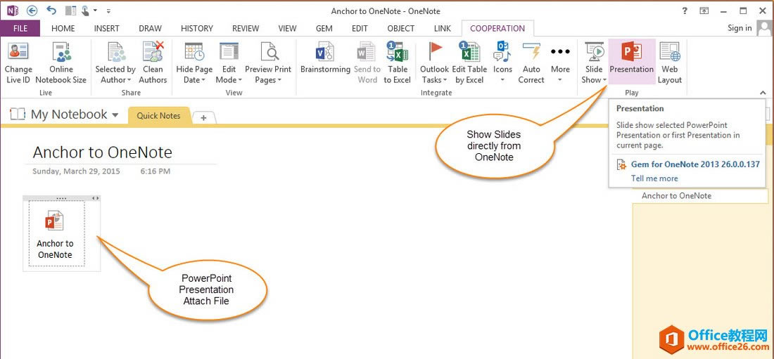 ֱӏ OneNote зӳ PowerPoint ʾĸ帽