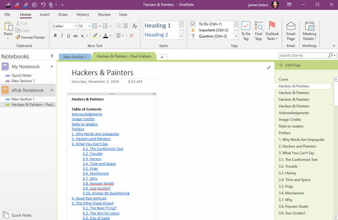 ɂһ OneNote օ^DQһ ePub ӕ