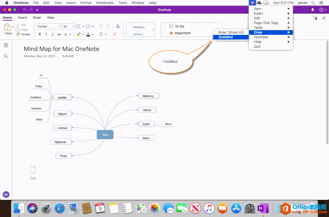 ͨ^䌚ˆ Gem Menu for Mac OneNote Ѹٴ_˼SһD OneMind for Mac OneNote