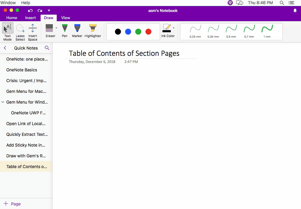 ʹ䌚ˆ΁(li)o OneNote for Mac (chung)(dng)ǰօ^(q)(y)б(y)Ŀ䛴V