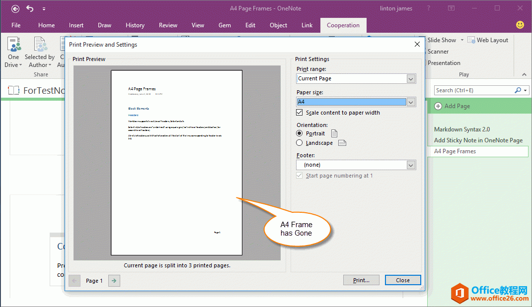  OneNote  A4 ܁ޕݣԱӡ