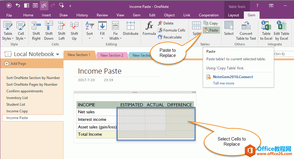 Ώ OneNote xеĆԪ񔵓ճNQһxІԪĔ
