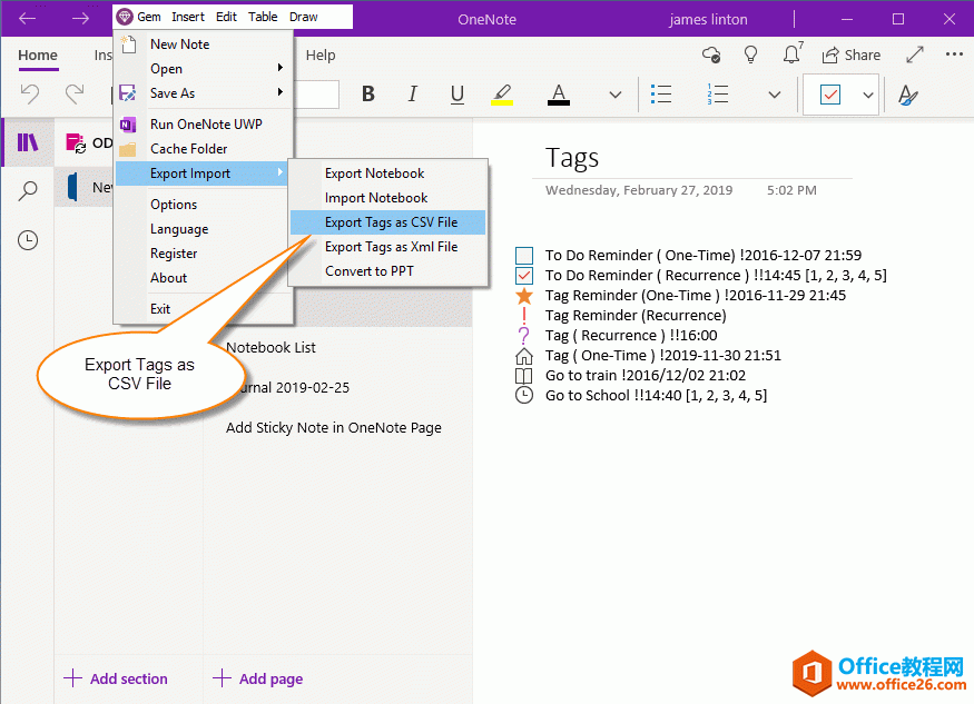 ΂ OneNote Иӛһ .csv ļ Excel _
