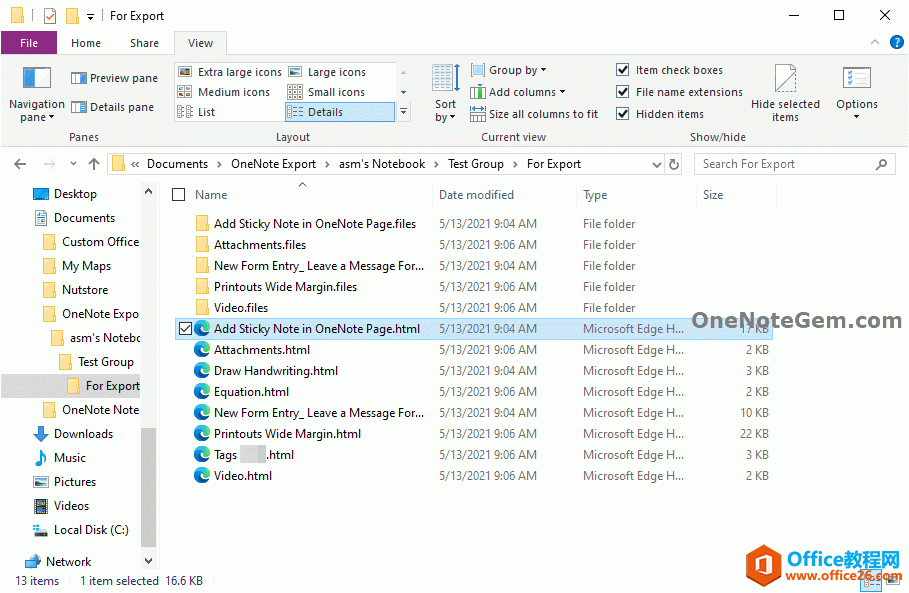 Ώ OneNote ЂݹPӛY(ji)(gu)ֲ HTML ļ