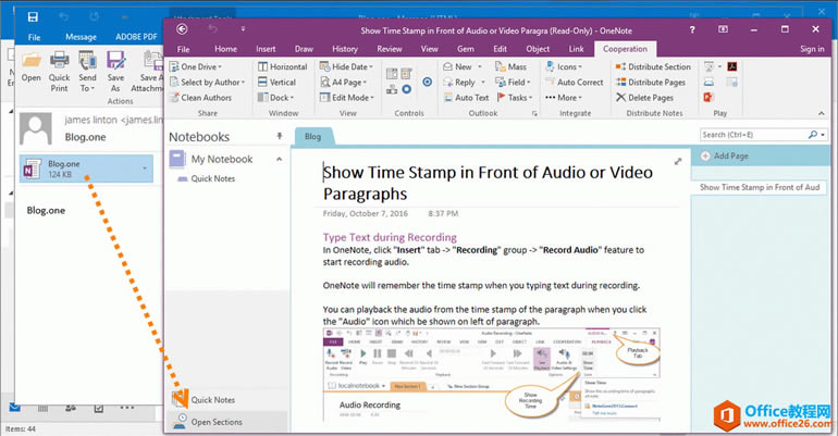Ѹͨ^ Outlook ]lһ OneNote օ^ .one ļ