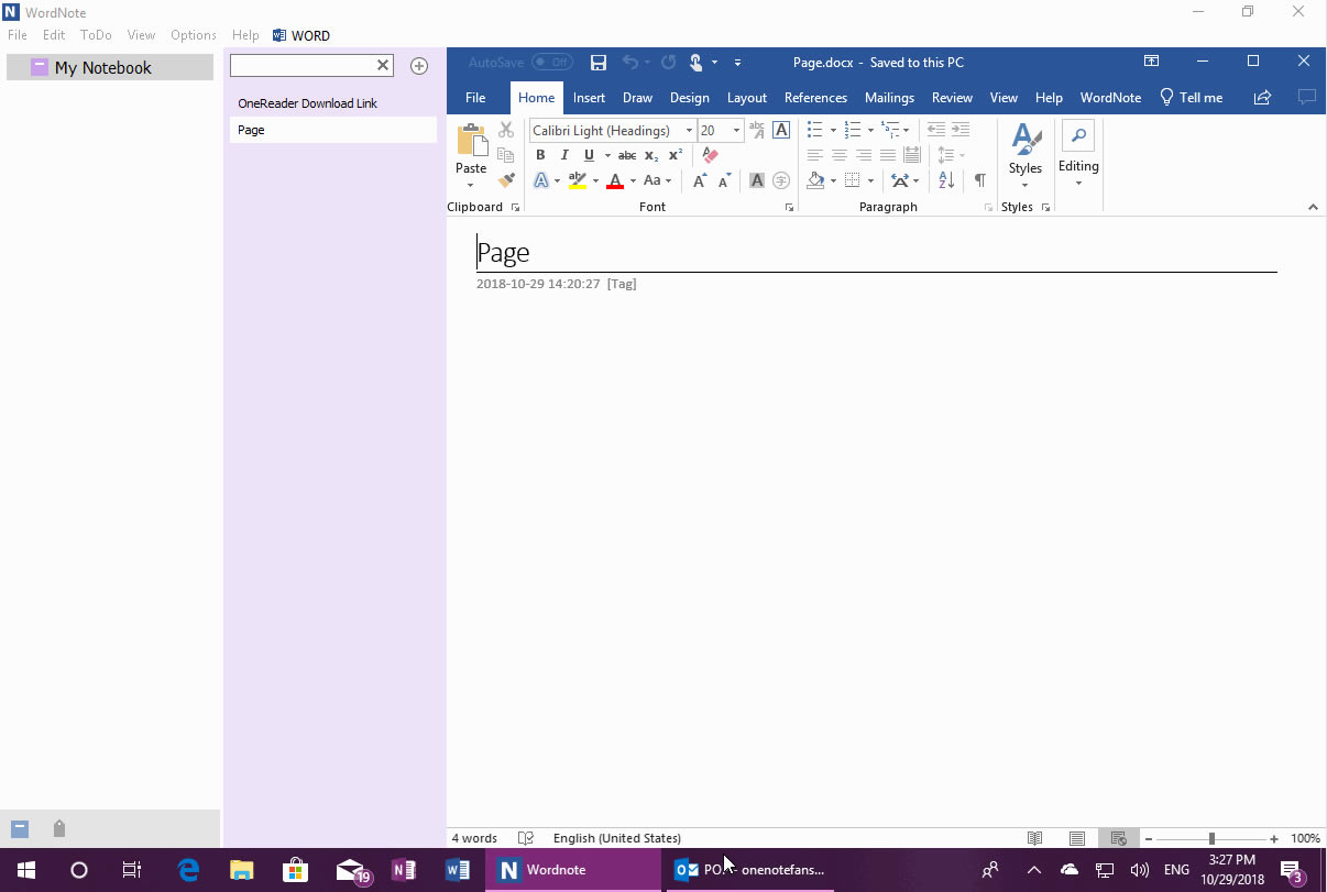 ʹ WordNote ġ؏͡܁ֱîǰ؏ Outlook ]
