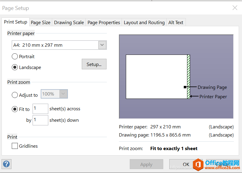 Custom sizePage orientationO(sh)